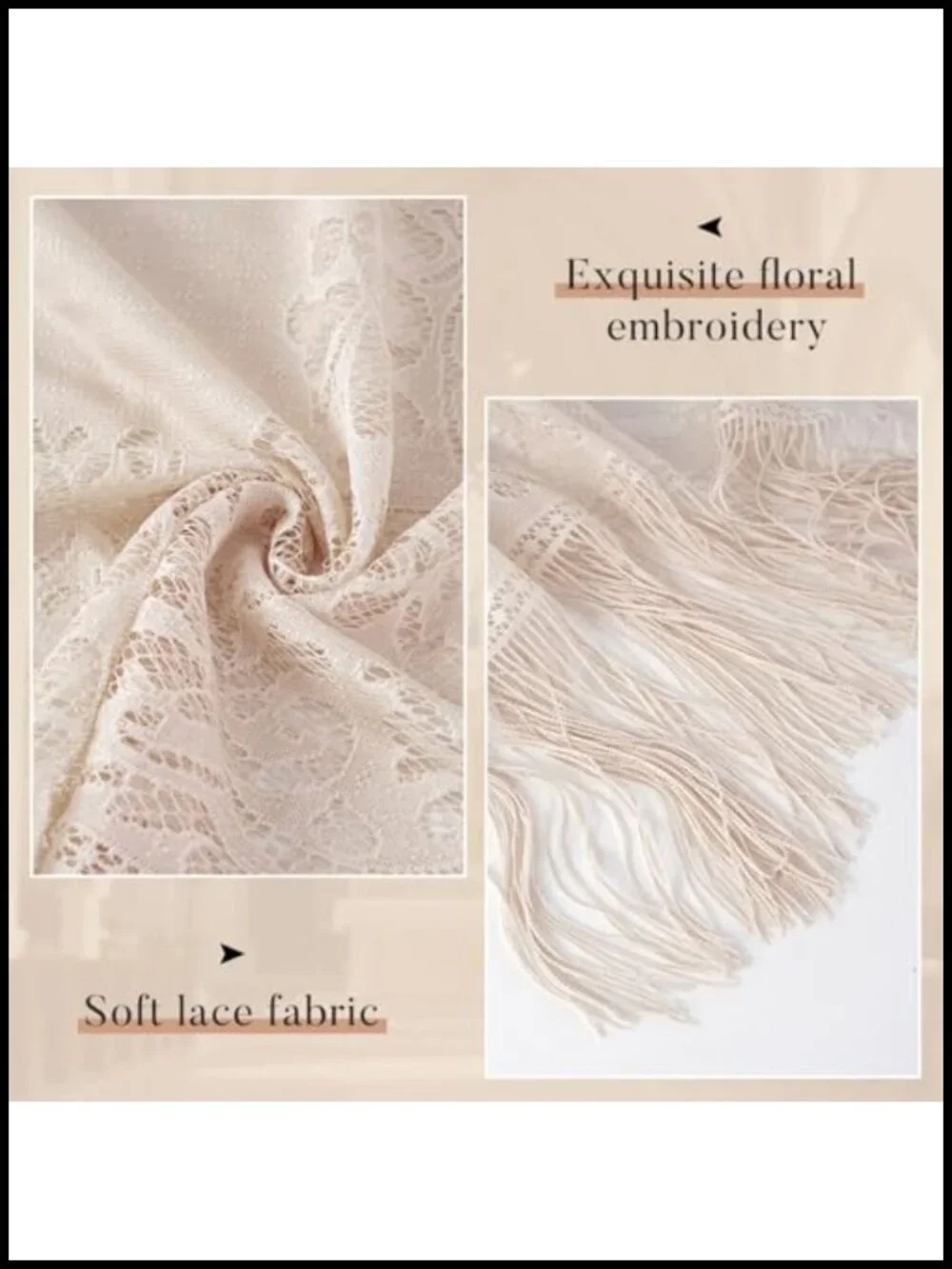 Lace Veil Scarf for Church Prayer Wedding Bridal Mantilla Long Wrap Shawl
